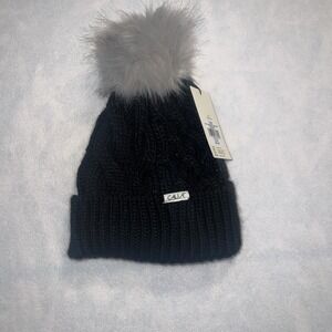 Calia x Carrie Underwood Cable Knit Black Pom Beanie One Size New $30‎